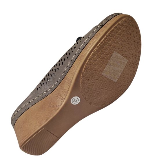 GC Shoes Womens Juliet Wedge Sandal Faux leather Pewter - Picture 6 of 6